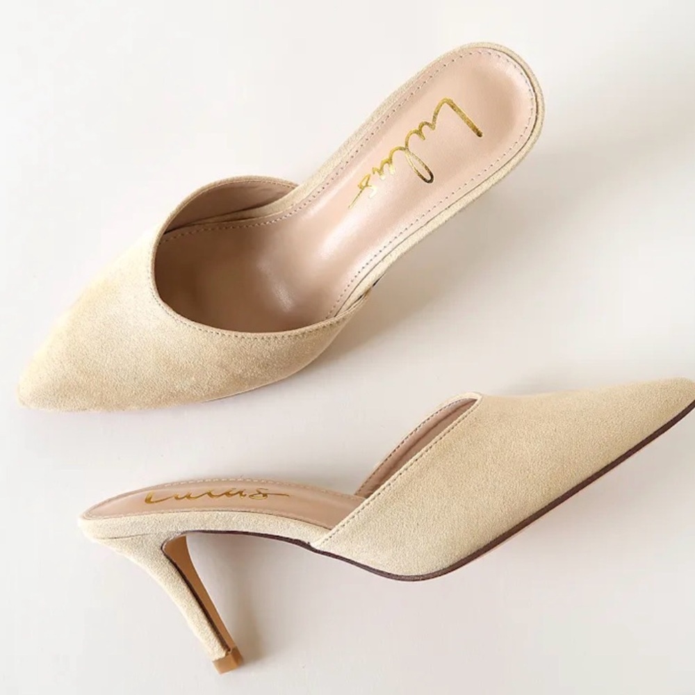 Lulu’s Elegant “Leightonn” Nubuck Pointed Toe Women's Mules - Picture 3 of 11